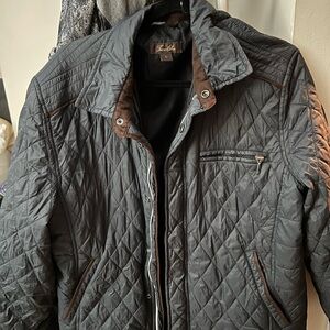 Timberland Gray Bomber Jacket with Quilted Texture and Stand-Up Collar